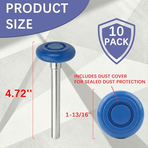 Image of 10 Pack 4 inch Stem 2 inch Blue Nylon Garage Door Roller with Protective Sealed-Cap(Dustproof), Ultra Quiet & Long-Lasting, Commercial High Load Capacity, Double Sealed Bearings