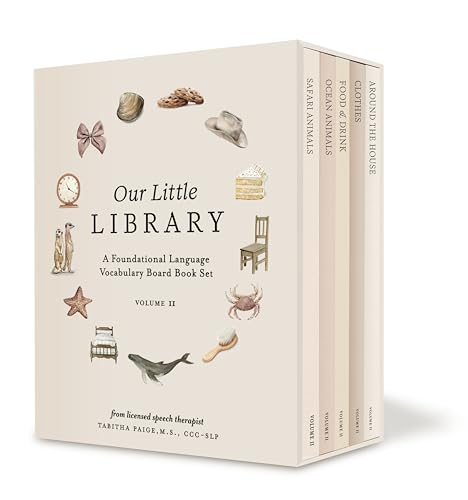 Image of Our Little Library Vol. 2: First 100 Words Board Book Box Set, including Ocean Animals, Safari Animals, Food and Drink, Clothes, and Around the House (Tabitha Paige Children's Book Series)