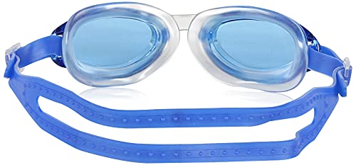 Image of I-SWIM LADIES COSTUME IS-103 NAVY /WHITE LINES SIZE 2XL WITH GOGGLES SILICON JOINTLESS WITH BOX BLUE