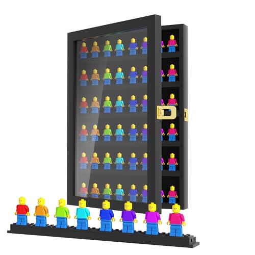 Alyoen 6-Stöckige Minifigur Vitrine für Sammlerstücke Minifigur Vitrine Wandhalterung Schwarz 41 x 28cm