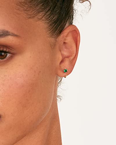 PAVOI 14K Gold 925 Sterling Silver Huggie Half Hoop Earrings for Women | Tiny Boho Colored Cartilage Earring | Blue, Green, Amethyst, Garnet, Black CZ, Turquoise, Opal, Pearl4