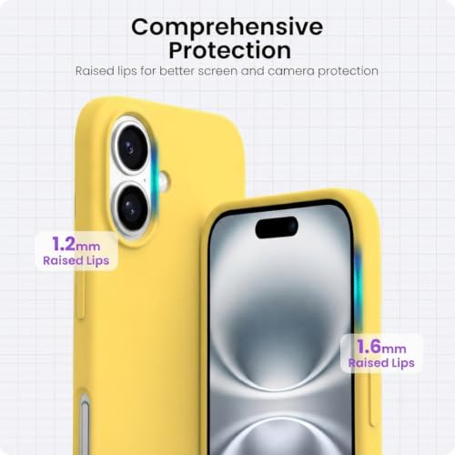 Image of DIZORO Compatible with iPhone 17 Case 6.3, Slim Liquid Silicone 3 Layers Full Covered Soft Gel Rubber Phone Cases Protective Back Cover 6.3 Inch - Yellow