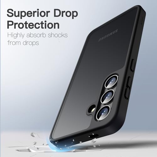 Image of JETech Matte Cover Case for Samsung Galaxy S24 5G, Frosted Translucent Back Protective Slim Phone Cover, Anti-Fingerprints (Black)
