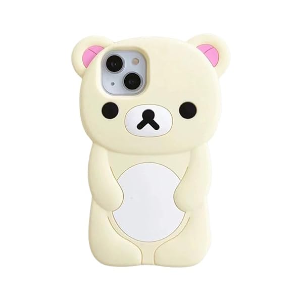Ultra Thick Soft Silicone Case for Apple Teddy Bear Animal 3D Cartoon Japanese Cute Lovely Adorable Kawaii Kids Girls Women (Beige, for iPhone 14 Pro Max) by Fluffy Nut - Used condition - US$7.62