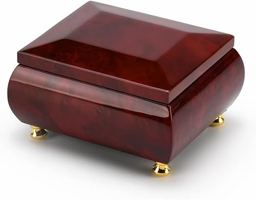 Hermosa caja de joyería clásica biselada en tono de madera, joyero musical para regalos de boda, muchas canciones para elegir, Ave Maria, Schubert