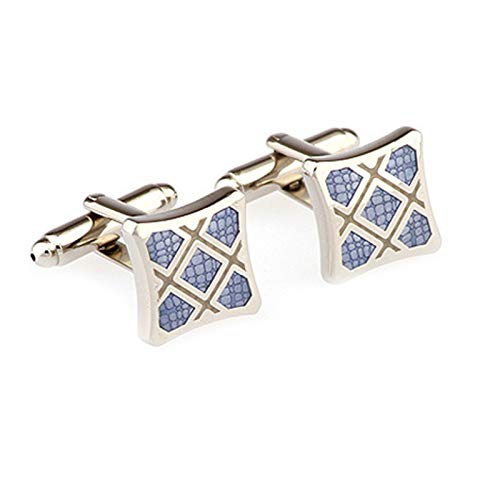 Mancuernillas cuadradas plateadas y azules para hombre