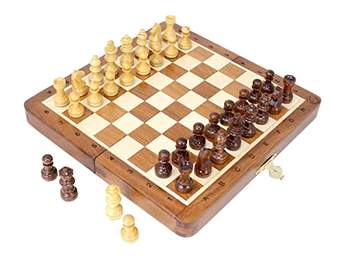 Juego de ajedrez magnético plegable de madera 8 pulgadas miniatura 2