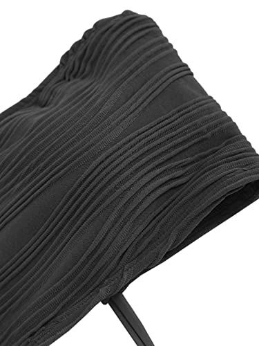Image of ZAFUL Women Strapless Textured Bandeau Bikini 2 Piece Swimwear Cheeky Solid Lace up Bathing Suits