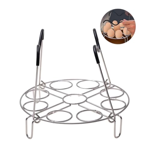 Image of 19.5cm Silver Egg Steamer Rack, Heat Resistant Silicone Handle