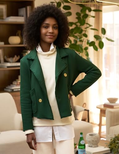 Haellun Womens Notched Peacoat Cropped Blazer Double Breasted Trench Coat Overcoat Jackets with Pockets4