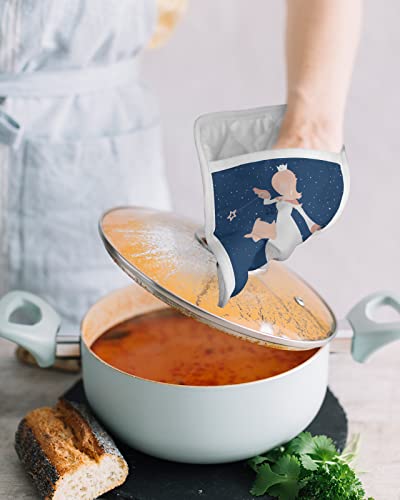 Starry Night Angle Fairy Pot Holders With Pocket For Kitchen, Heat-Resistant Potholders Set Of 2, Hot Pads Oven Mitts With Hanging Loops For Home Cooking Baking Microwave, Star Elves #TOP3