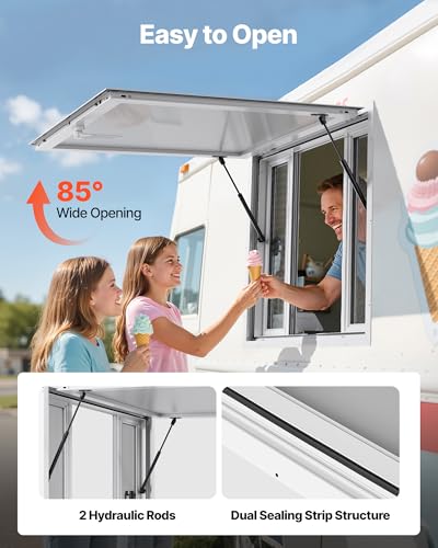 Image of VEVOR Concession Window 36 x 36 Inch, Concession Stand Serving Window Door with Double-Point Fork Lock, Concession Awning Door Up to 85 degrees for Food Trucks, Glass Not Included