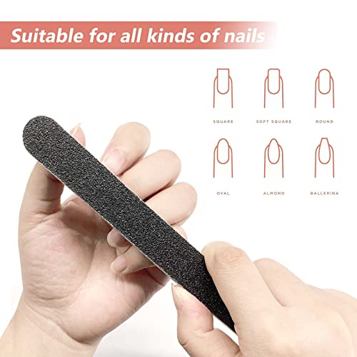 LNAUJS 20 Pack 100/180 Grit Nail Files, Black Professional Reusable Emery Boards Nail File, Manicure Tool Suitable for Both Acrylic and Natural Nails