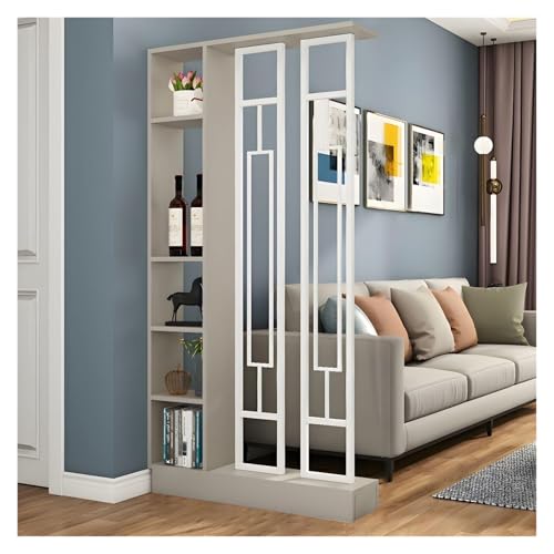 Wall Room Divider with Shelves, Modern Freestanding Wood Room Dividers