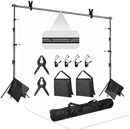 GloShooting 10 x 12ft Heavy Duty Photo Backdrop Stand Kit, Adjustable Photography Muslin Video Background Support System for Photo Booth
