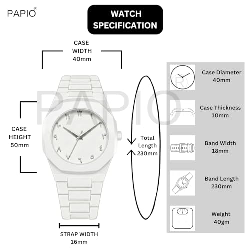Image of PAPIO Modern Minimalist Polycarbon Analog Unisex Watch, Lightweight Touch Strap