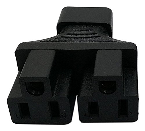 zdyCGTime 3 Prong Plug Adapter,IEC 320 C14 Male to 2 X Nema 5-15R Female US 3 pin Female Power Splitter Y Adapter