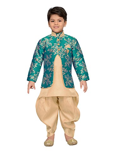 AJ DEZINES Bambini Indiani di Usura Bollywood Style Salwaar Sherwani i Ragazzi (610-GREEN-3)