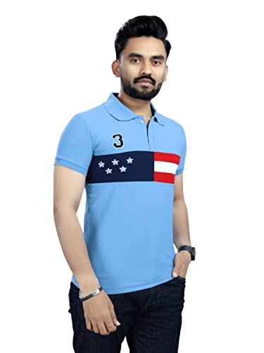 Image of Men's Cotton Embroidred Stretchable Polo T-Shirts Half Sleeves 250 GSM Cotton Regular Fit T-Shirt for Everyday Wear