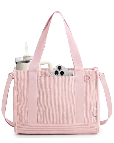 BAGSMART Corduroy Tote Bag for Women Work, Small Crossbody Bag for Teacher