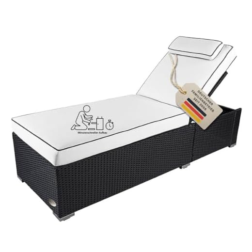 RS Trade Verona High (Sitzhöhe mit Auflage ca. 52 cm) mit Rollen, Outdoor Polyrattan Sonnenliege, Alu-Gestell (bis 200 kg), Lehne 5-Fach verstellbar, Rattan Gartenliege inkl. 12 cm Auflage, Schwarz