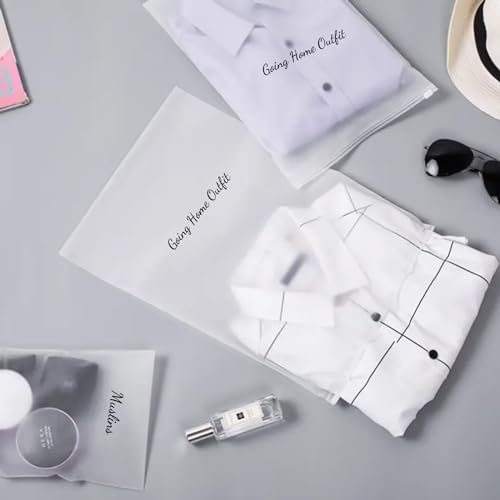 Image of Pop Resin 20 Pack Pouches Frosted Bag with 2 Sheets of Clear Hospital Bags Stickers for Labor and Diaper Maternity Essentials 13.78 x 15.74 Inch Hospital Bag for Mommy Dad Newborn Baby Diaper Bag