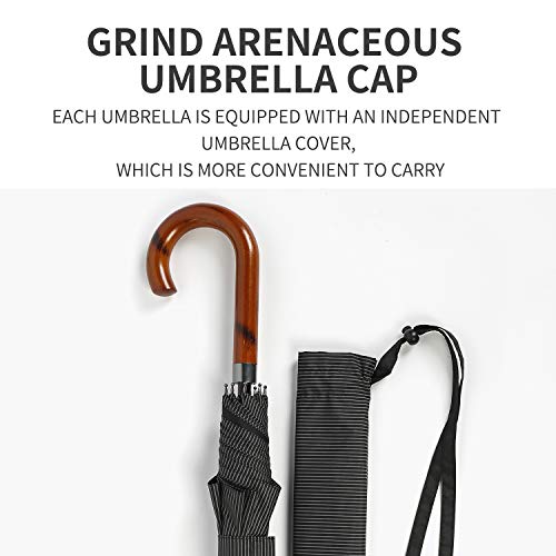 TIME LOVER Stick Umbrella Oversize Windproof Umbrella Wooden Hook Handle J Stick Automatic Open Fast Drying Umbrella for… - Image 6