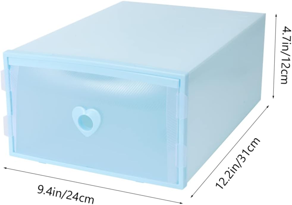 Holibanna 3pcs Thickened Plastic Shoe Storage Box Drawer-type Dustproof and Moisture Organizer for Sneakers and Accessories Light Blue