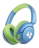 awatrue Bluetooth Kopfhörer Kinder, Schiebeschalter & mit Mikrofon, Bluetooth 5.4 mit Aux Kabel, 75 Std Spielzeit, 85dBA Lautstärkebegrenzung, Kabellose On Ear Kopfhörer für Schule/Reise (Blau Grün)