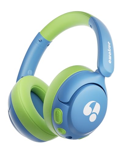 awatrue Bluetooth Kopfhörer Kinder, 85dBA Sicheres Volumen, Bluetooth 5.4, BPA Frei/CPC Zertifiziert, 75 Std Spielzeit, On Ear Kinderkopfhörer mit Mic für iPad/Tablet/Schule/Reise (Blau Grün)