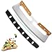 Lostwry Coupe Pizza, Couteau à Pizza en Acier Inoxydable Lame de Coupe-couteau à Pizza avec Manche en Bois et Housse de Protection Couteau Pizza Pour Gâteau Pâte 35*11 cm