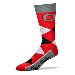 For Bare Feet NCAA Ohio State Buckeyes Argyle Line Up Dress Sock Team Color OSFM