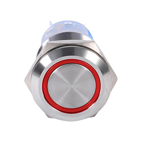 Interrupteur étanche Keenso 19mm - LED Bleu - 12-24V Auto-bloquant Acier Inoxydable - Pour Voiture & Projets DIY - 4