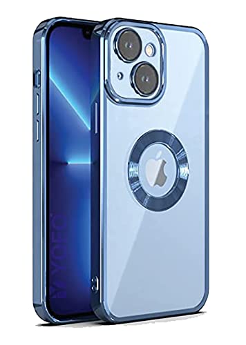 Image of YOFO Electroplated Logo View Back Cover Case for Apple iPhone 13 [6.1] (Transparent|Chrome|TPU+Poly Carbonate)