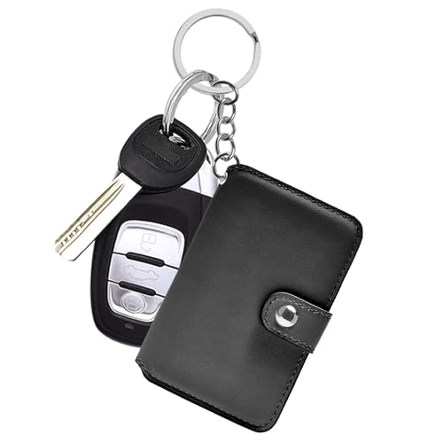 Wallet Women Small, Minimalist Wallet for Men, Keychain Wallet with ID Card Holder (Dark Black)