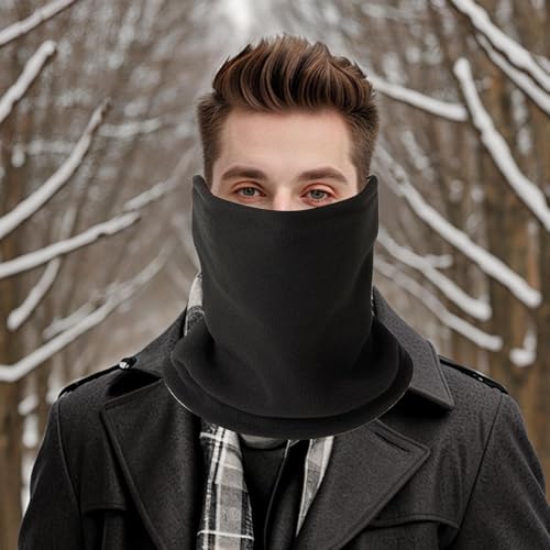 Men's Neck Gaiter - Adjustable Polar Fleece Elastic Neck Cover, Windproof Winter Warming Supplies | Cold Weather Protection,3