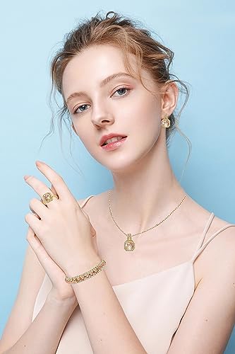 image for Paxuan 4pcs Cubic Zirconia Wedding Jewelry Sets for Bride Bridesmaid C