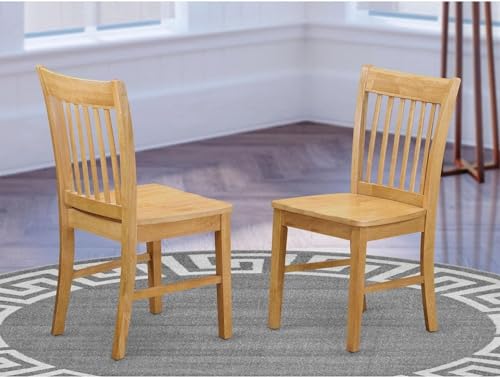 East West Furniture NFC-OAK-W Norfolk Dining Chairs - Slat Back Wooden Seat Chairs, Set of 2, Oak - Thumbnail 2