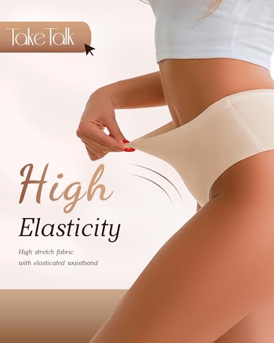 Take Talk Seamless Underwear for Women Sexy Mid Rise Brief Ladies No Show Bikini Panties Womens Cheeky 5 Pack XS-XL3