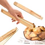 Bamboo Cooking Tongs (Set of 2) – 11” Foldable Kitchen Tongs with Space-Saving Design, Non-Scratch Grip for BBQ, Salad, Camping & Serving – Natural Wood Utensils for Nonstick Cookware