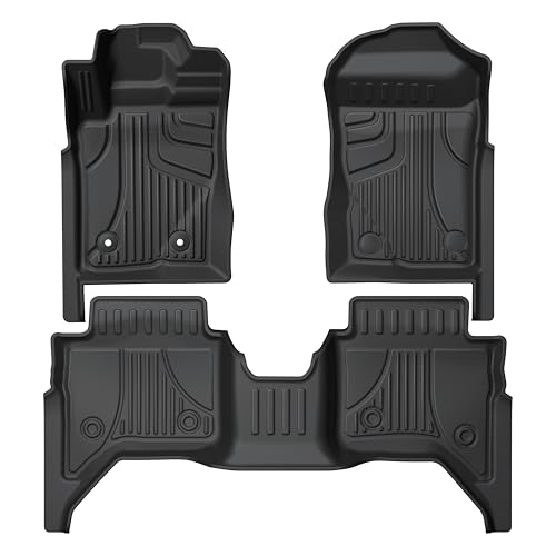 AOMSAZTO Floor Mats for Ford Ranger 2024 2025 2026 SuperCrew Cab 1st & 2nd Row All Weather Protection Car Floor Liners Waterproof Anti Skid Mats
