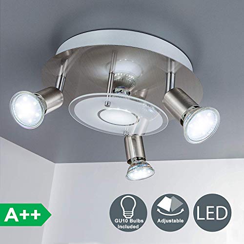 DLLT Modern Ceiling Spot Lights Fixtures 4-Light Round Flush Mount Directional Lighting, Adjustable