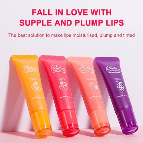 4Pcs Lip Balm Gift Set, Plumping Lip Glow Oil, Fruit-flavored Moisturizing Lip Gloss Lip Oil Set, Jelly Liquid Lipstick Glossy Lip Care for Dry Lips, Lip Tinted Oil Color for Teen Girls - Image 8