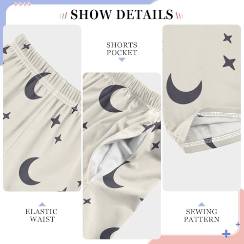 Boys' Pants Moon and Stars Beige Mystical Long Bottoms Jogger Pants Elastic Waist Trousers with Pockets S-XL4