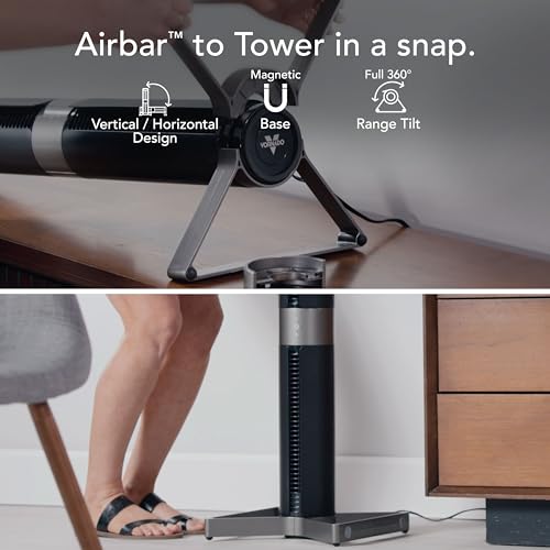 Vornado Airbar 4 Tower Fan and Horizontal Air Circulator with Remote Control, 35-Inch, 3 Speed Settings, Multi-Directional Airflow, Touch Control, Versatile Cooling Power, Magnetic Base, Black by Vornado - Image 3