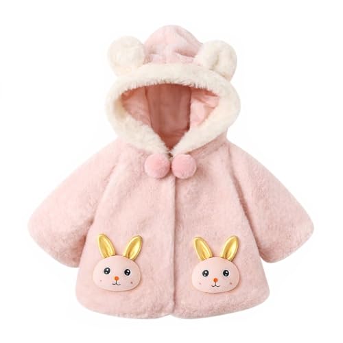 Image of Bold N Elegant Faux Fur Warm Winter Outerwear Hooded Baby Jacket Coat Blanket with Soft Plush Golden Bunny Ear for Infant Toddler Boy Girl Kids