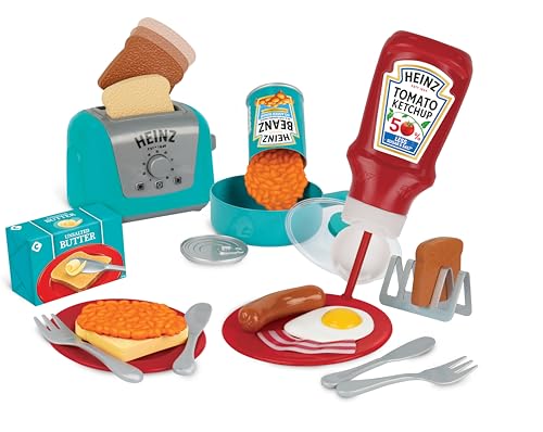 Casdon Heinz All-Day Breakfast Cook Set | 20-Piece Breakfast Play Set For Children Aged 2+ | Includes Official Licensed Heinz Toy Toaster And Squeezy Tomato Ketchup