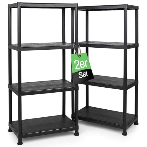 Schwerlastregal, 2er Set, Kellerregal, Lagerregal, Steckregal, 131 x 60 x 30 cm, jeweils bis 80 kg belastbar und 4 Ablagen