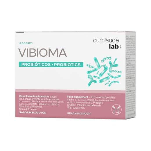 Cumlaude Lab – Vibioma, Complemento Alimenticio de Triple Acción Probiótica Para Bienestar Íntimo Femenino, Previene Infecciones, con Vitaminas, Probióticos y Prebióticos, Sabor Melocotón – 14 Sticks
