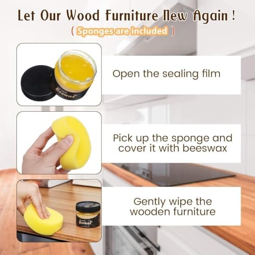 Image of Pack of 1 Beeswax Furniture Polish, Natural Traditional Beeswax Wood Polish Shine for Furniture, Wood, Cabinet, Wardrobe for Restoring Back Wood Shine Polish (H-1)